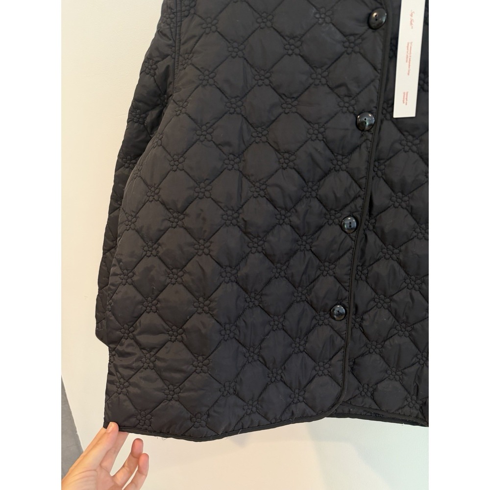 Lisa Says Gah Quilted Jacket XL / XXL NWT Black Puffer Lightweight Liner Button - Picture 5 of 8